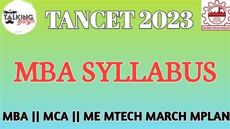 syllabus for tancet mba 2023